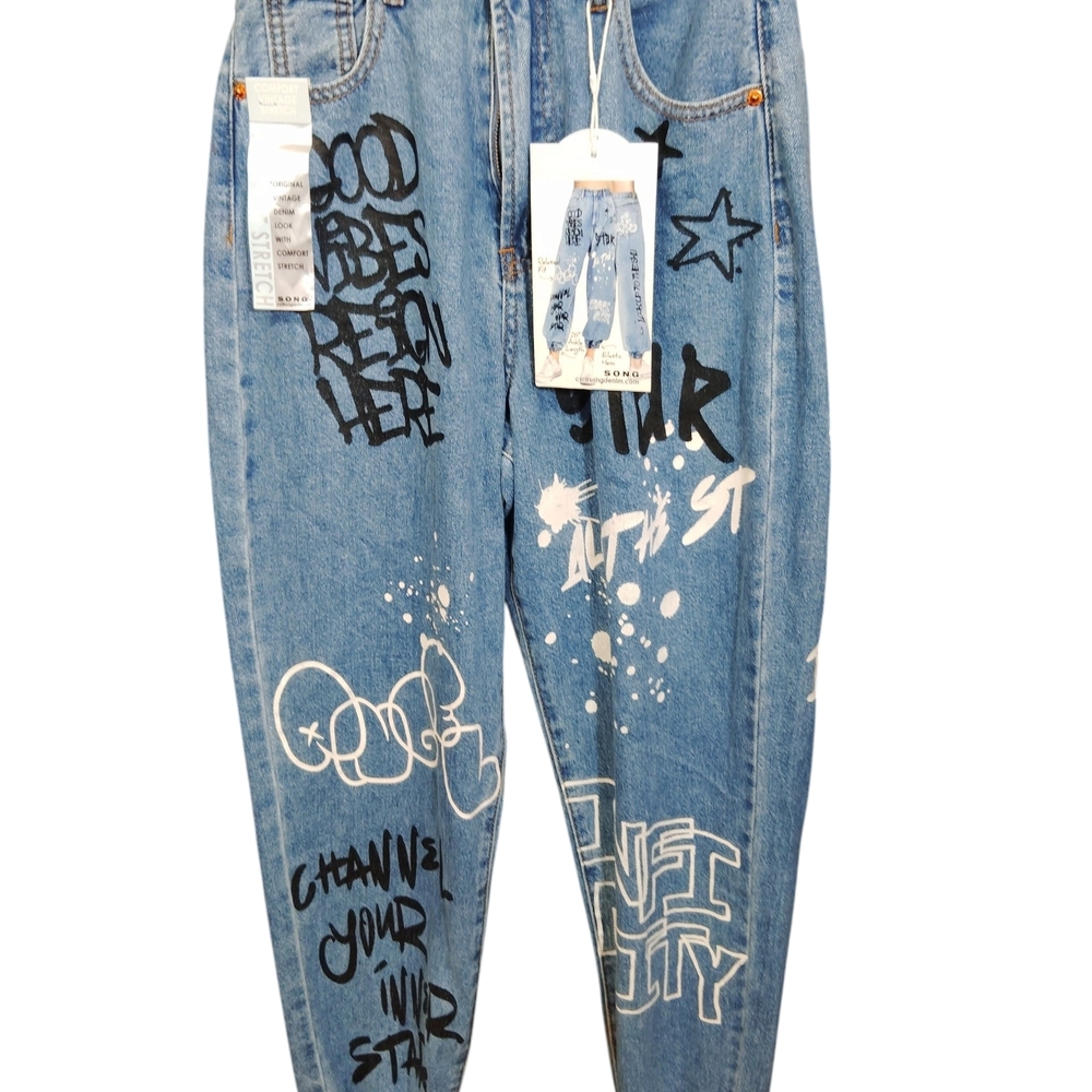 Stylish Blue Graphic Women Jeans